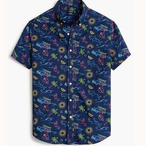 J. Crew Factory Printed short-sleeve slim flex casual shirt